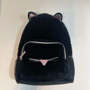 Backpack Black Cat‎ Kitty Faux Fur Ears Nose Whiskers Goth More Than Magic